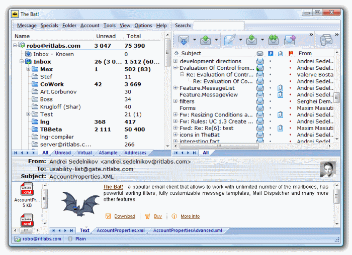 Скачать бесплатно The Bat! Professional Edition 5.0.0.99 Alpha.